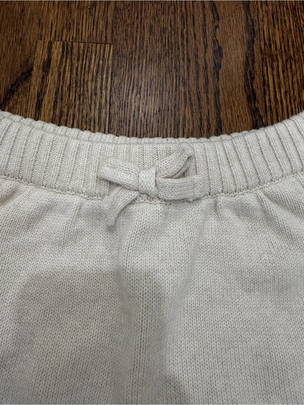 Gymboree Cream Knit Ruffle Skirt with Blue Zigzag